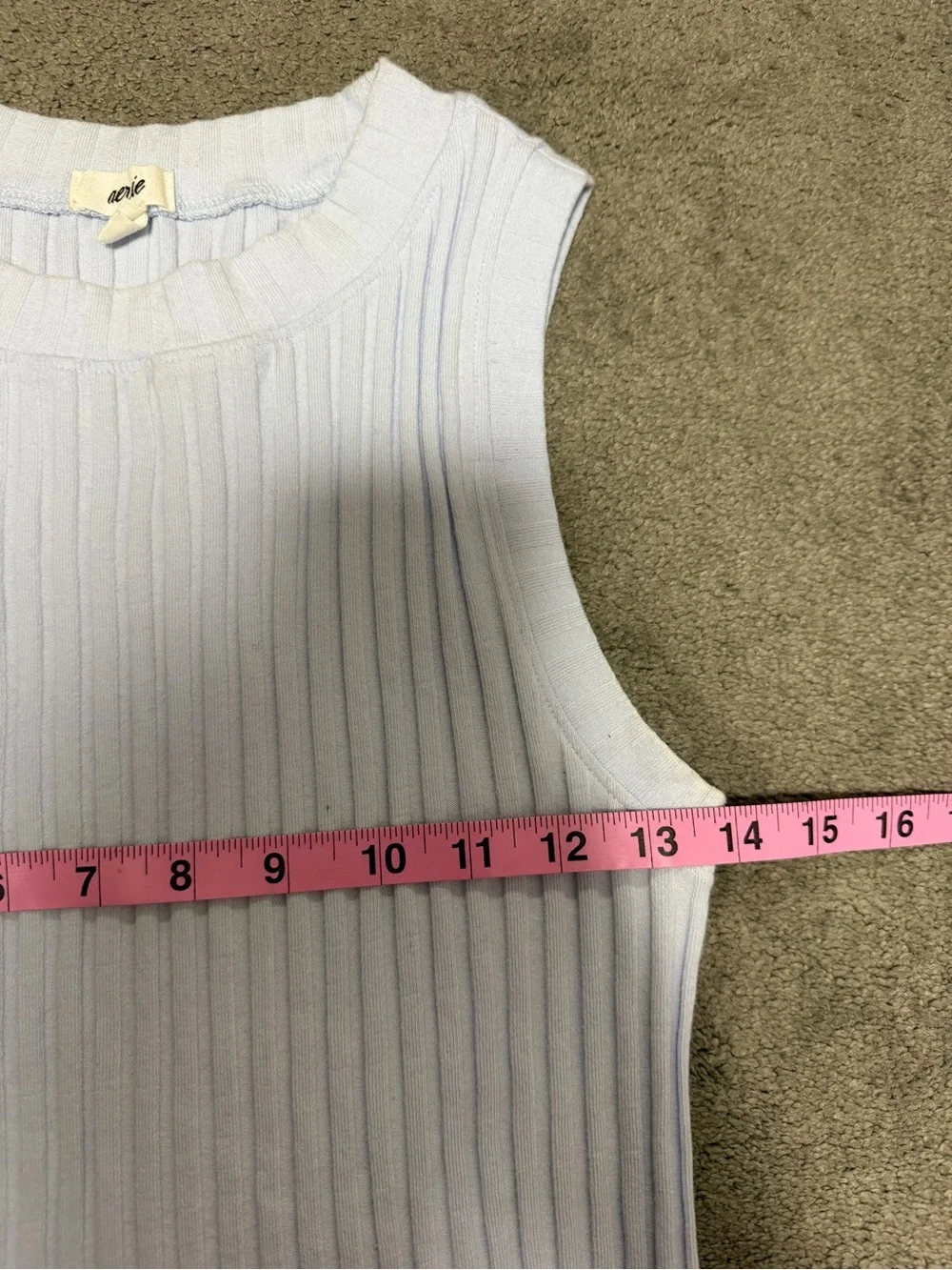 aerie Pale Blue Ribbed Crop Tank - Picture 4 of 6